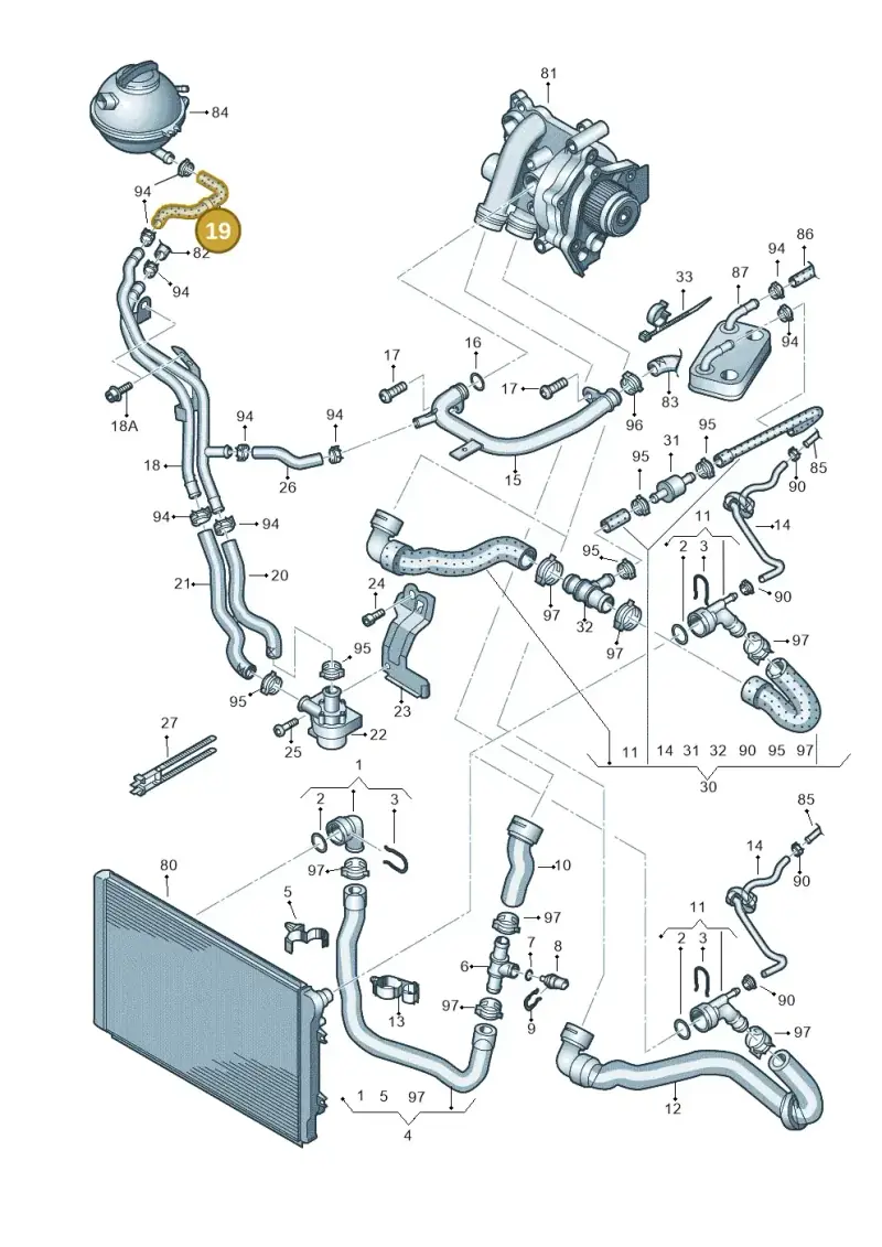 5N0121109E — Volkswagen Tiguan 4Motion (2011-2018) diagram 719121280, position 19