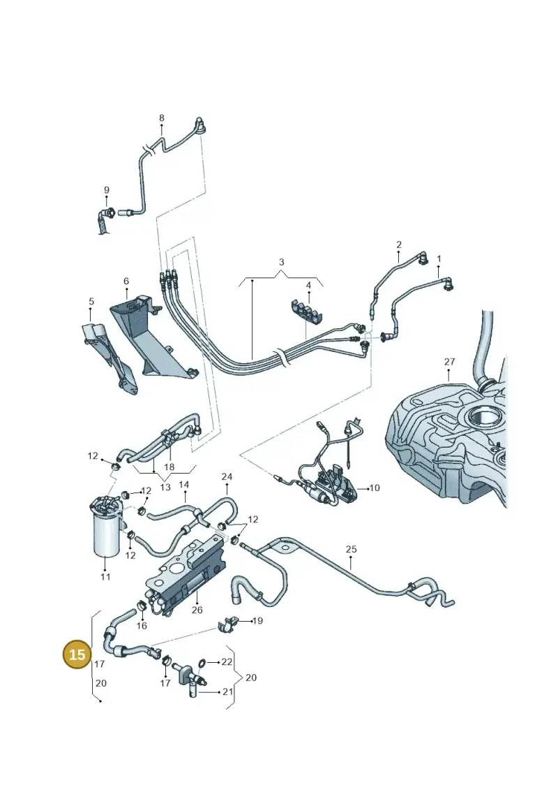 5N0130307J — Volkswagen Jetta (2010-2014) diagram 645201250, position 15