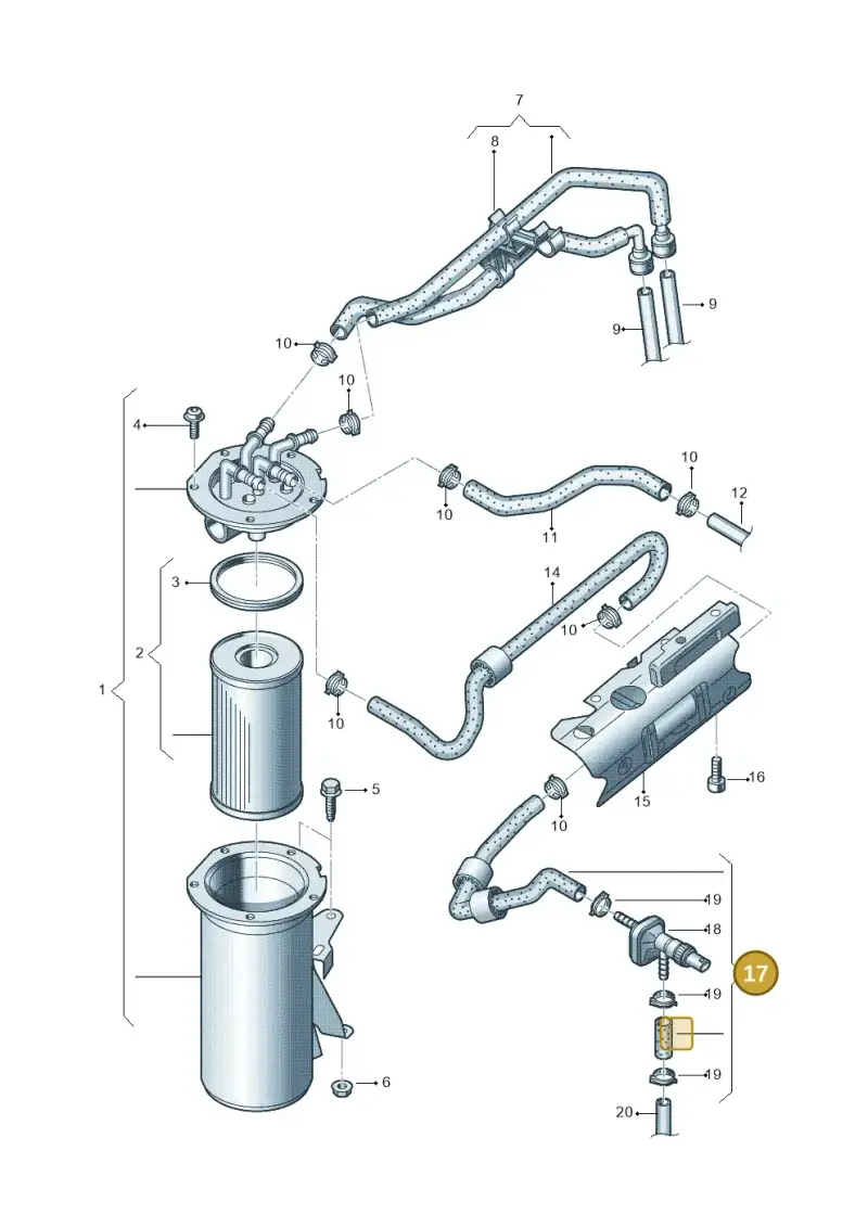 5N0130307J — Volkswagen Golf Cabriolet (2011-2016) diagram 694127200, position 17