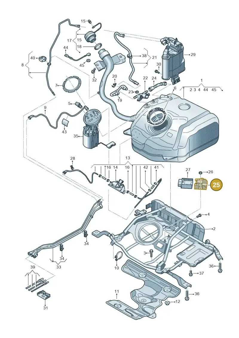 5N0201292B — Volkswagen Golf 2.0 BlueMotion (2019-2024) diagram 5h0201050, position 25