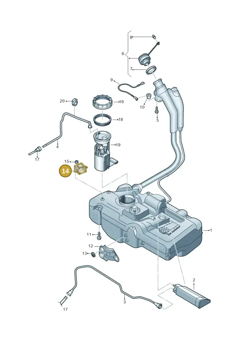 5N0201292B — Volkswagen Up! 1.0 BlueMotion (2016-2023) diagram 892201400, position 14