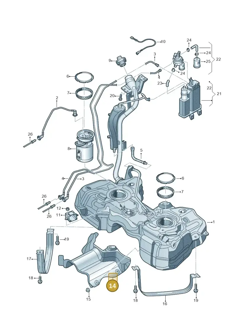 5N0201307F — Audi Q3 (2014-2019) diagram 719201450, position 14