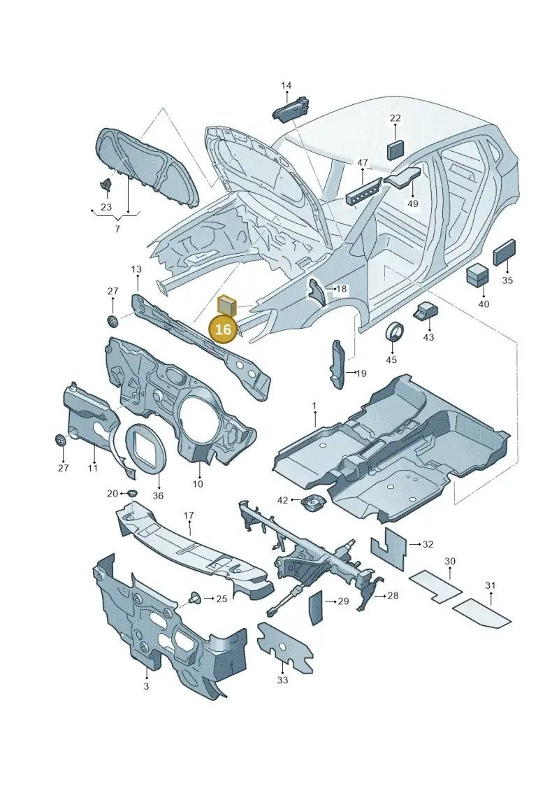 5N0864725 — Volkswagen Polo 1.4 BlueMotion (2014-2017) diagram 672863200, position 16