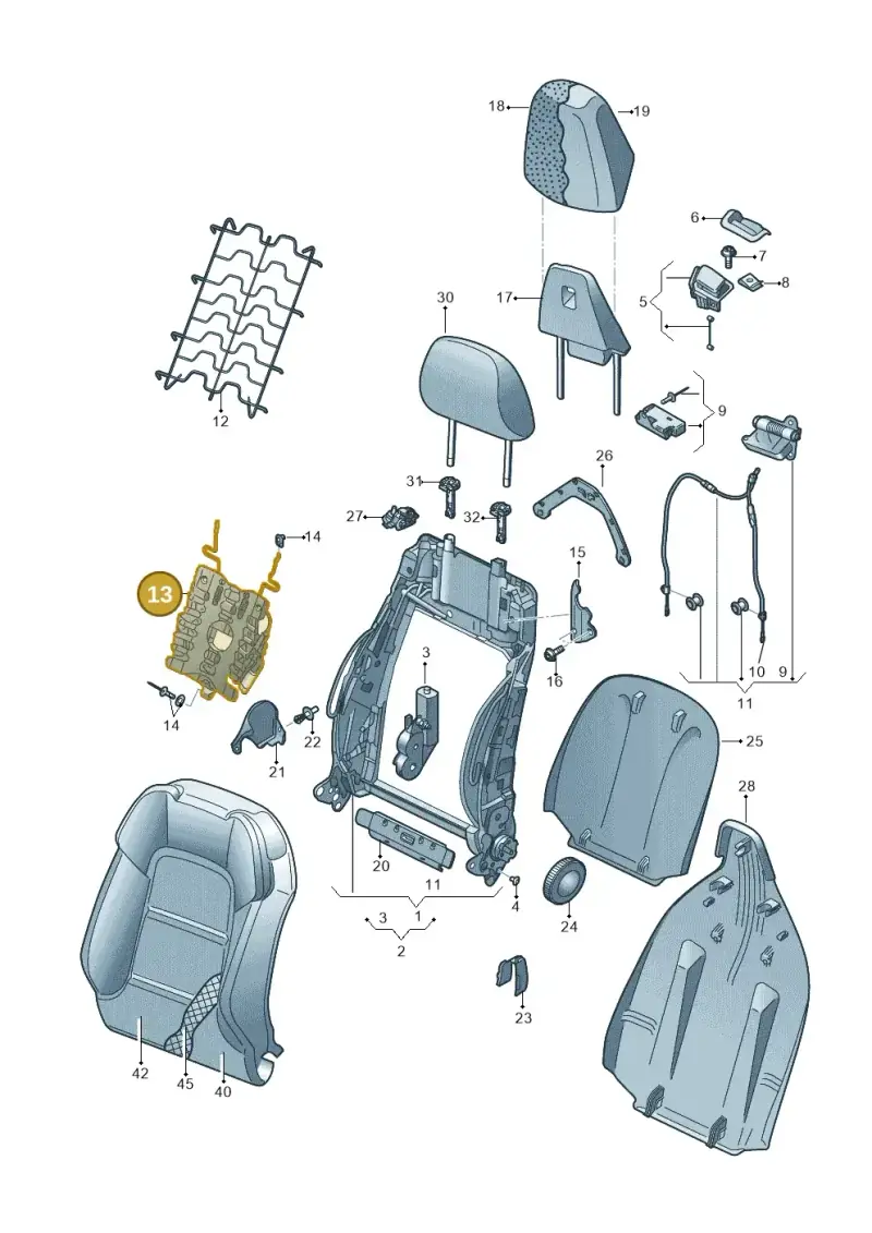 5N0881880G — Audi A3 Sportback (2016-2020) diagram 745881500, position 13