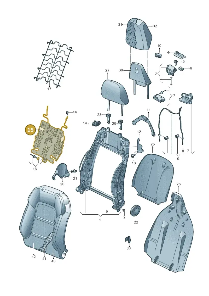5N0881880G — Audi A3 Cabriolet (2016-2020) diagram 891881500, position 15
