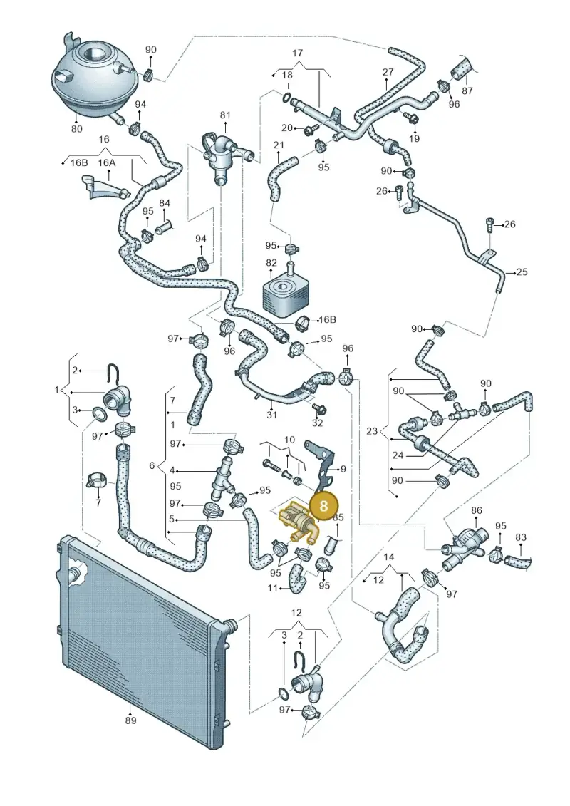 5N0965561 — Volkswagen Golf Cabriolet (2011-2016) diagram 718121500, position 8
