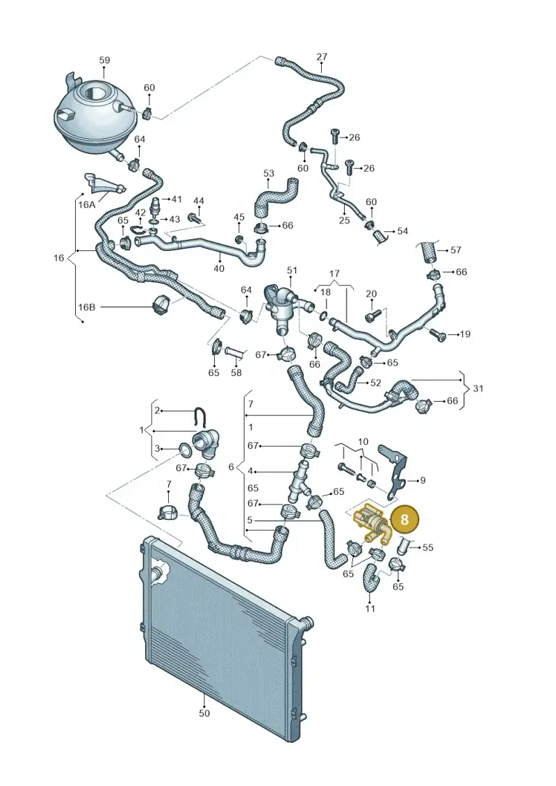 5N0965561 — Volkswagen Caddy kombi (2015-2020) diagram 866121350, position 8