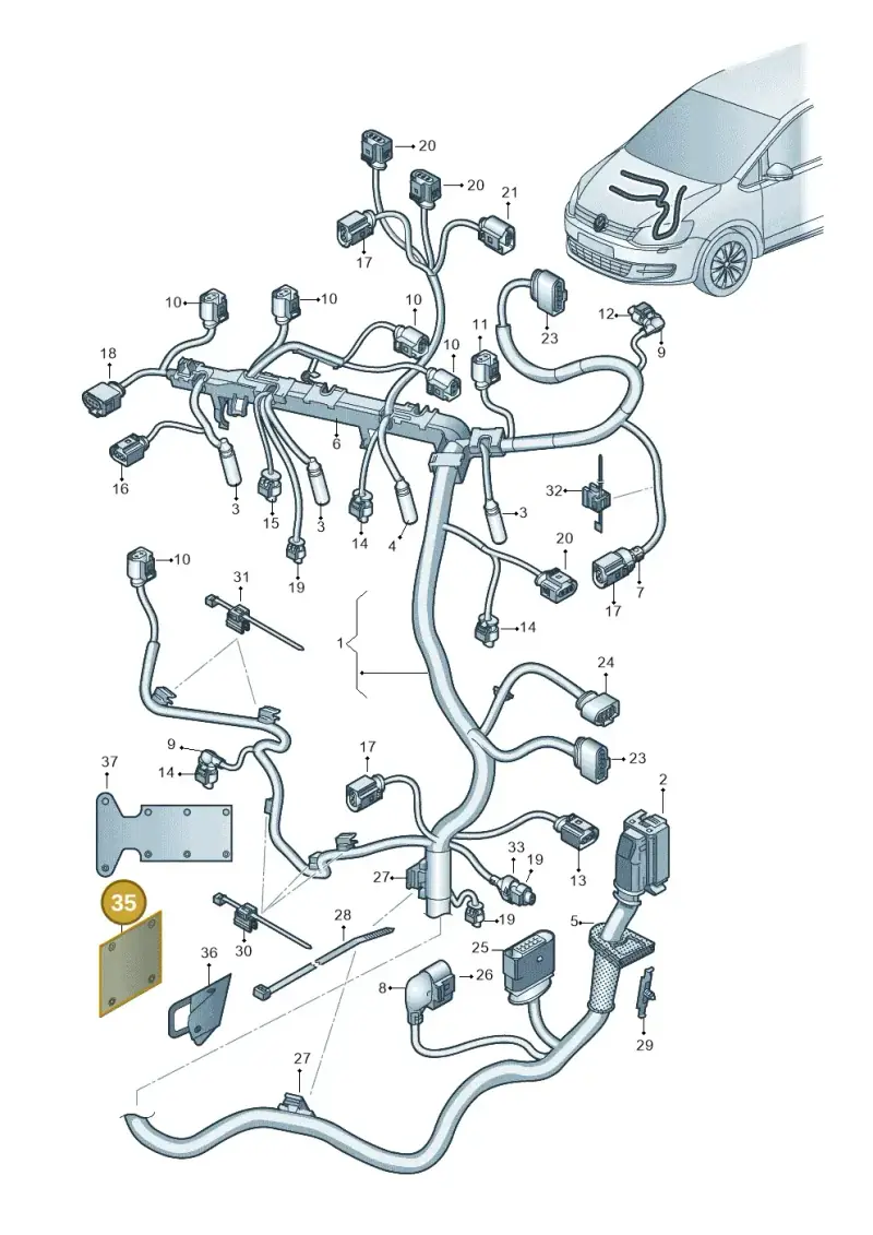5N0971461 — Volkswagen Sharan BlueMotion (2015-2022) diagram 863971080, position 35