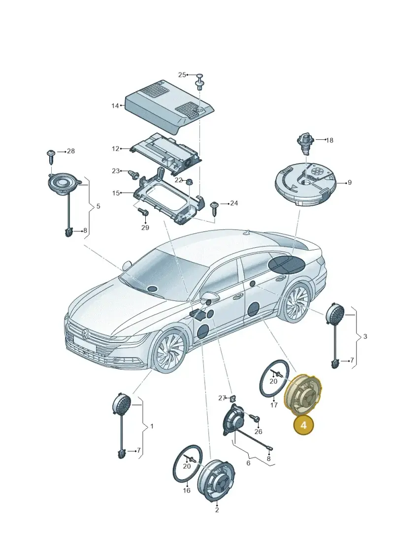 5NA035453A — Volkswagen Arteon (2017-2023) diagram 828035350, position 4