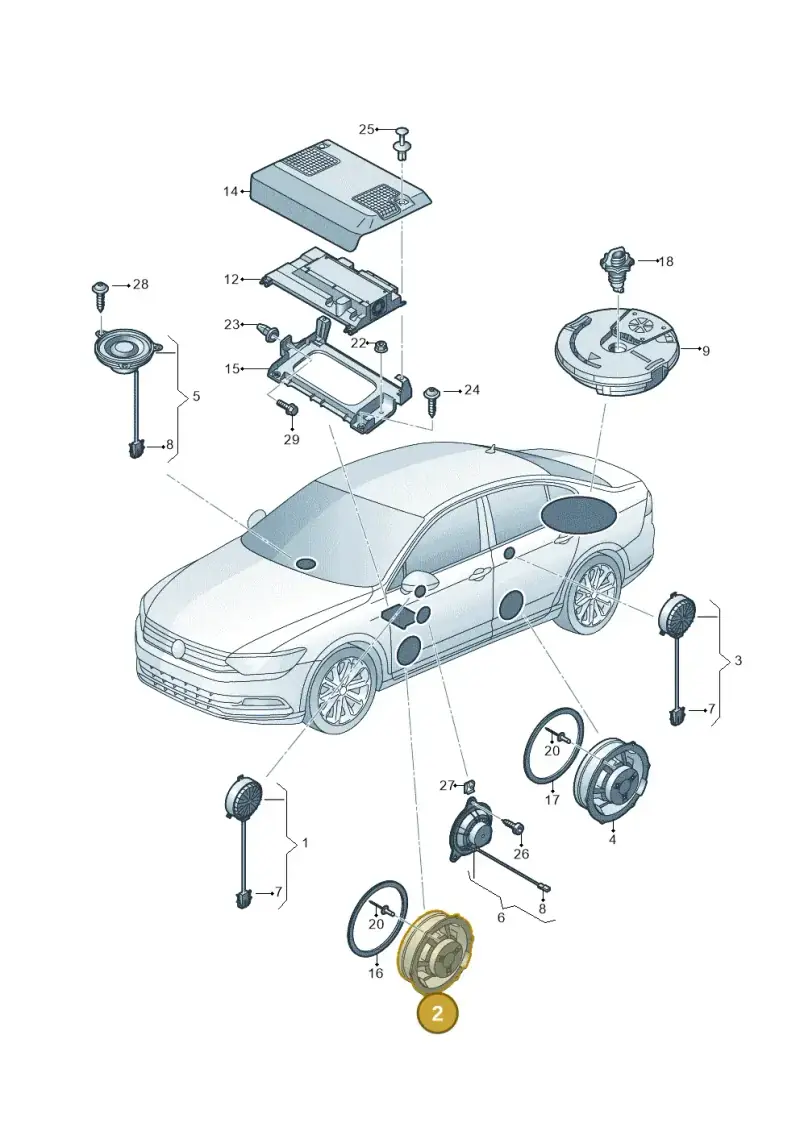 5NA035454A — Volkswagen Passat saloon (2014-2024) diagram 793035350, position 2