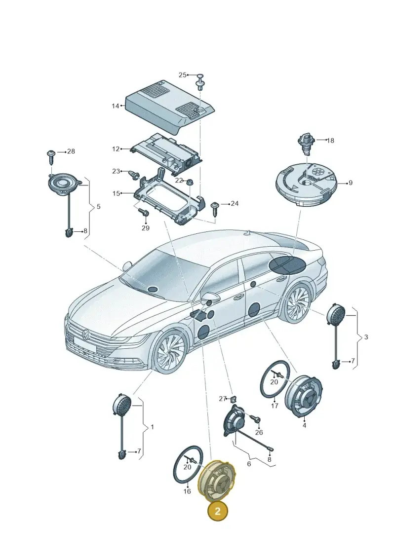 5NA035454A — Volkswagen Arteon (2017-2023) diagram 828035350, position 2