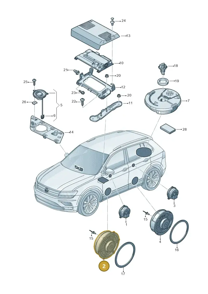 5NA035454A — Volkswagen Tiguan 2.0 4Motion (2017-2024) diagram 884035350, position 2