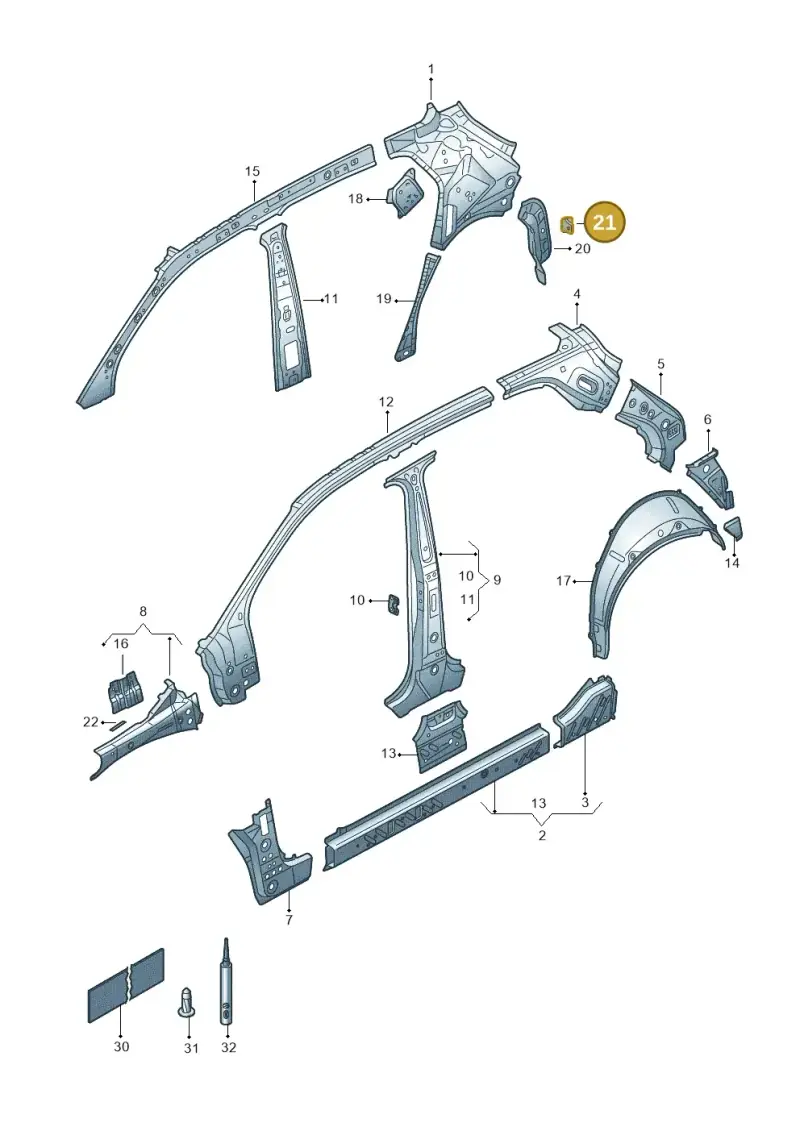 5NA803849A — Volkswagen T-Cross 1,0 (2018-2024) diagram 587809000, position 21
