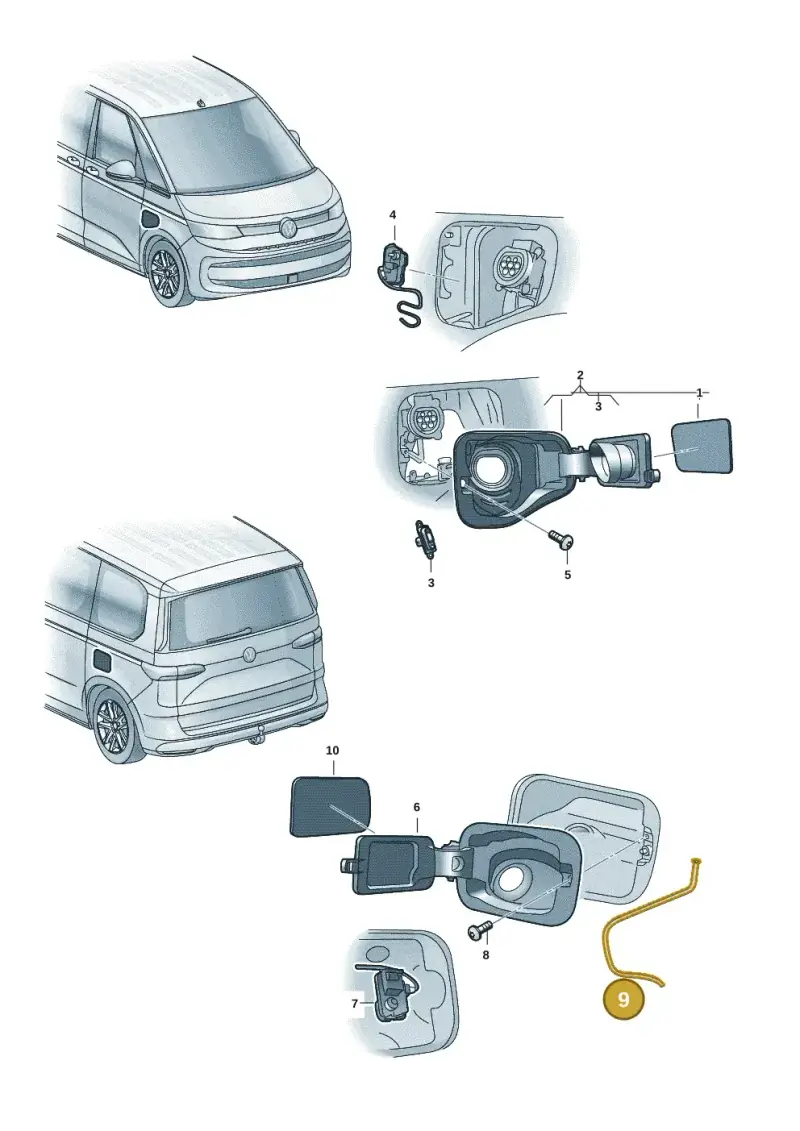 5NA809937A — Volkswagen Multivan (2021-) diagram 7t0809500, position 9