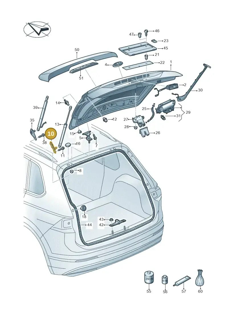 5NA827436A — Volkswagen Tiguan 2.0 4Motion (2016-2024) diagram 884827000, position 10