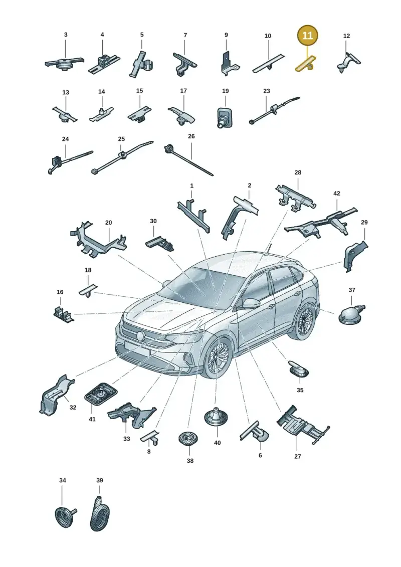 5P0971848A — Volkswagen Taigo (2021-2024) diagram 2f0971083, position 11
