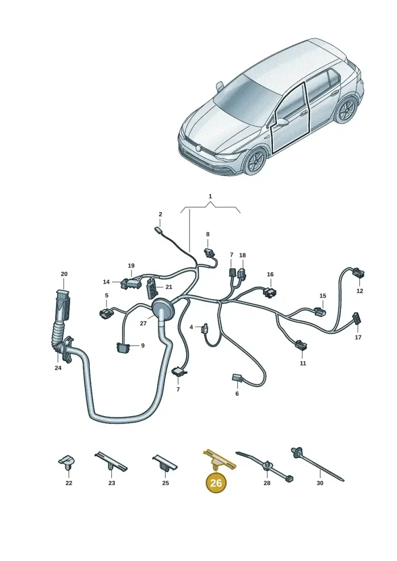 5P0971848A — Volkswagen Golf 2.0 BlueMotion (2019-2024) diagram 5h0972033, position 26