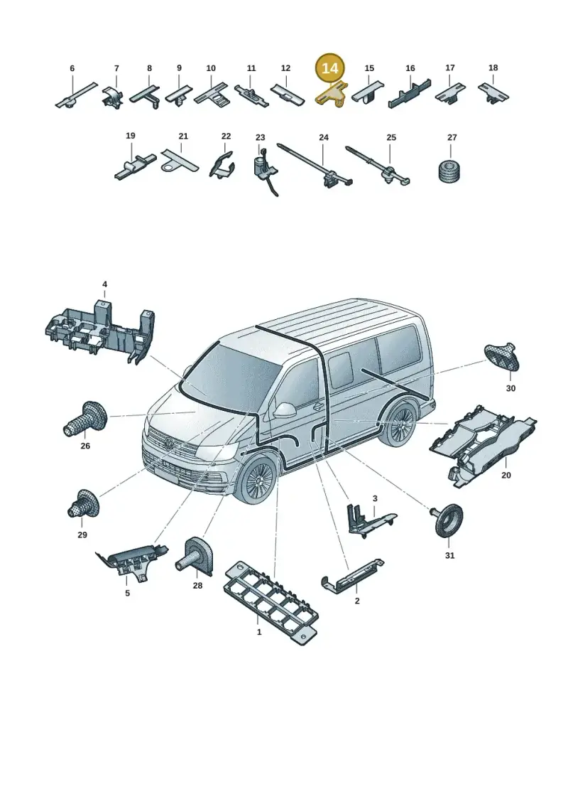 5P0971848A — Volkswagen Transport. multivan (2019-2024) diagram 7em971081, position 14