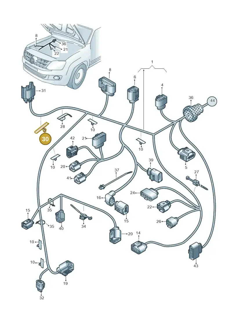 5P0971848A — Volkswagen Amarok twin cab (2022-) diagram 894971820, position 30