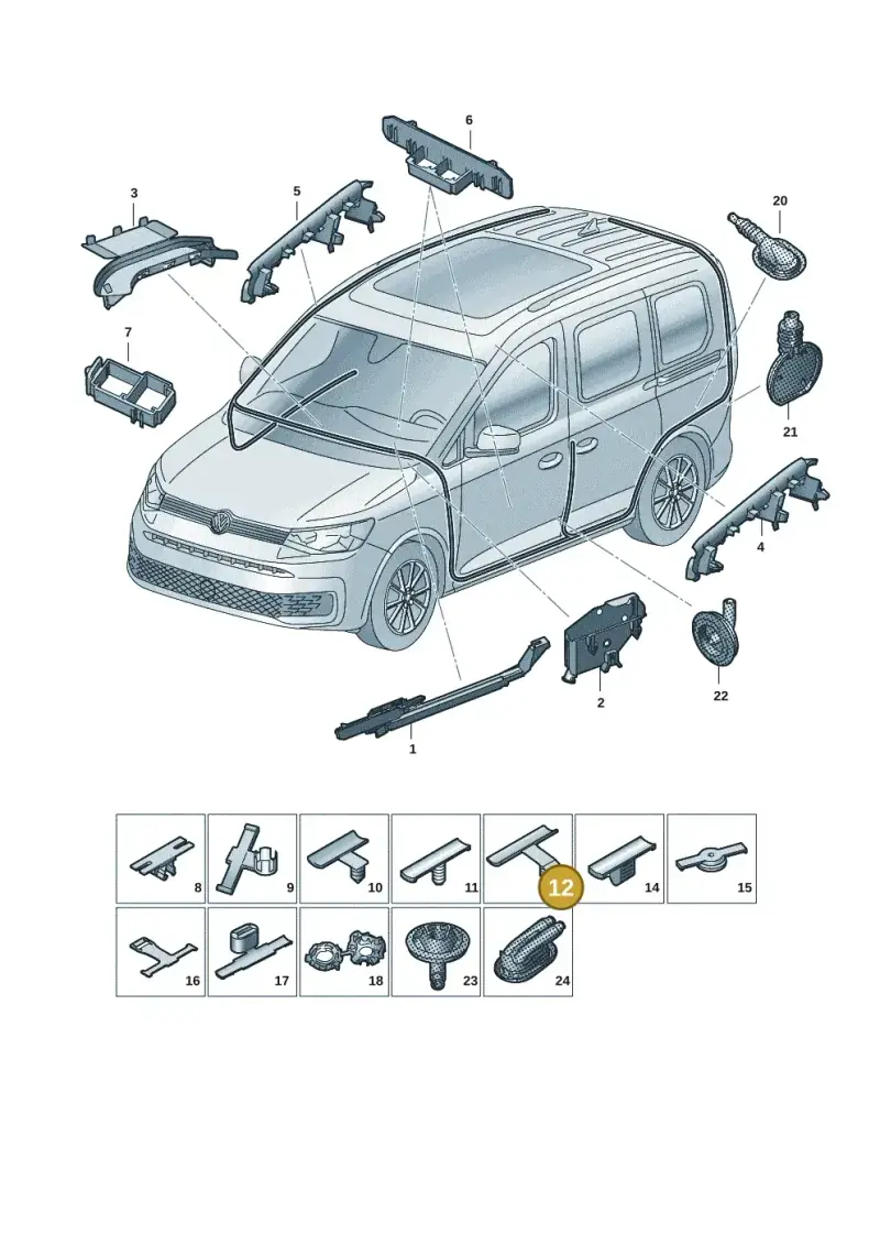 5P0971848C — Volkswagen Caddy Maxi Kombi (2020-2024) diagram 2ka971091, position 12