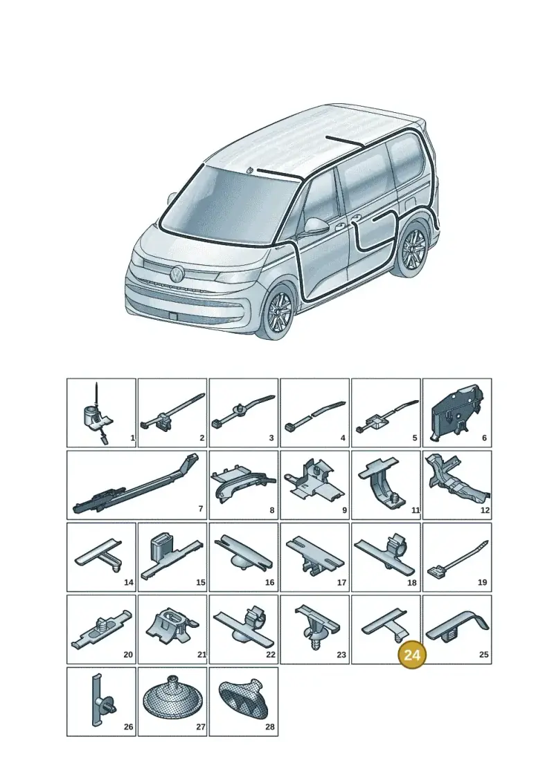 5P0971848C — Volkswagen Multivan (2021-) diagram 7t0972001, position 24