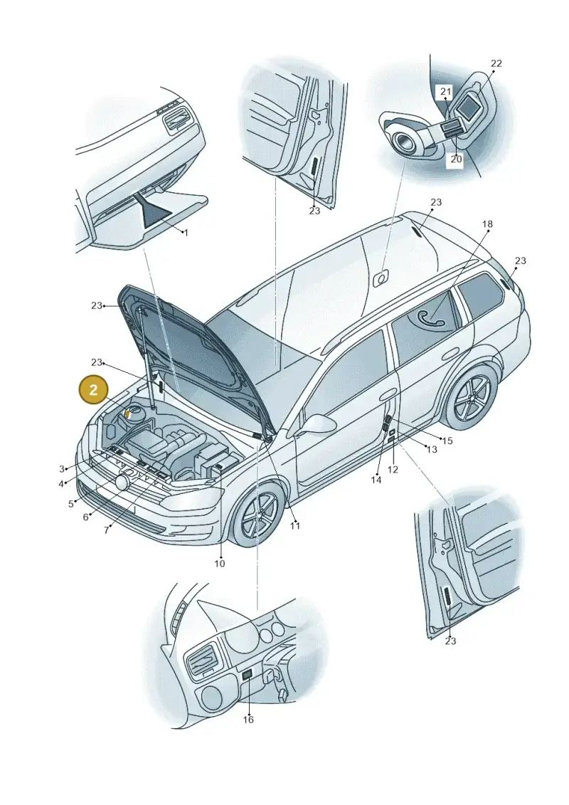 5Q0010001F — Volkswagen Golf Estate (2013-2017) diagram 763010000, position 2