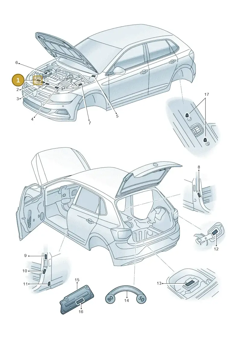5Q0010008D — Volkswagen T-Roc BlueMotion (2017-2024) diagram 837010000, position 1