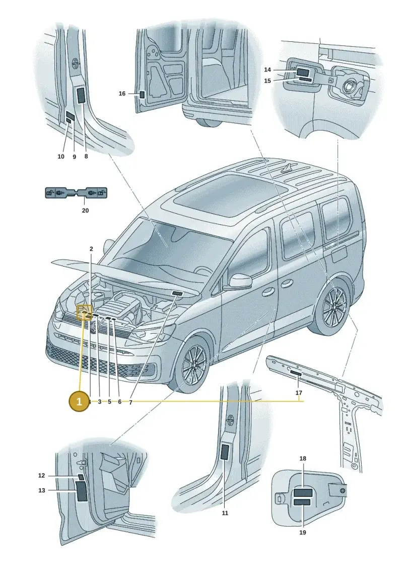 5Q0010014D — Volkswagen Caddy Maxi Kombi (2020-2024) diagram 2ka010000, position 1