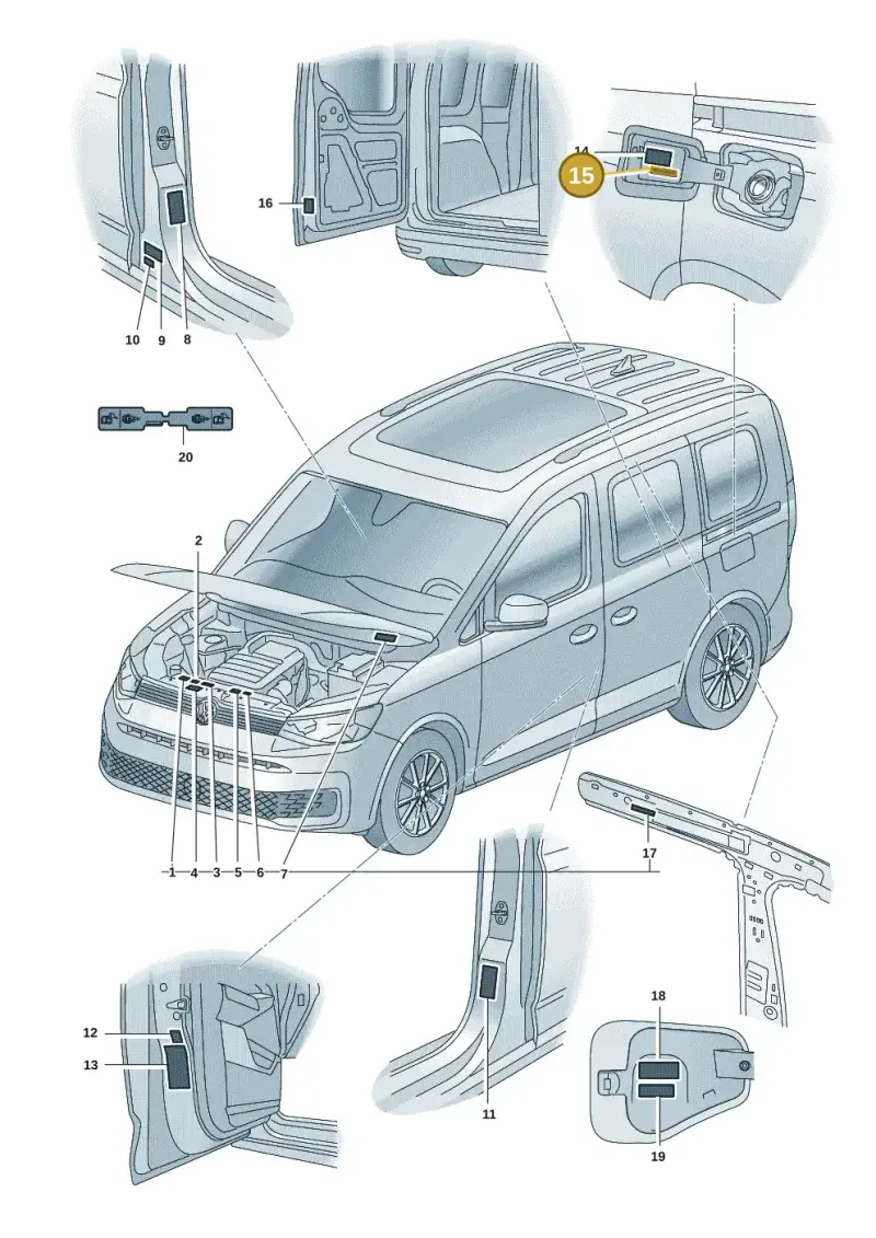 5Q0010014J — Volkswagen Caddy Maxi Kombi (2020-2024) diagram 2ka010000, position 15