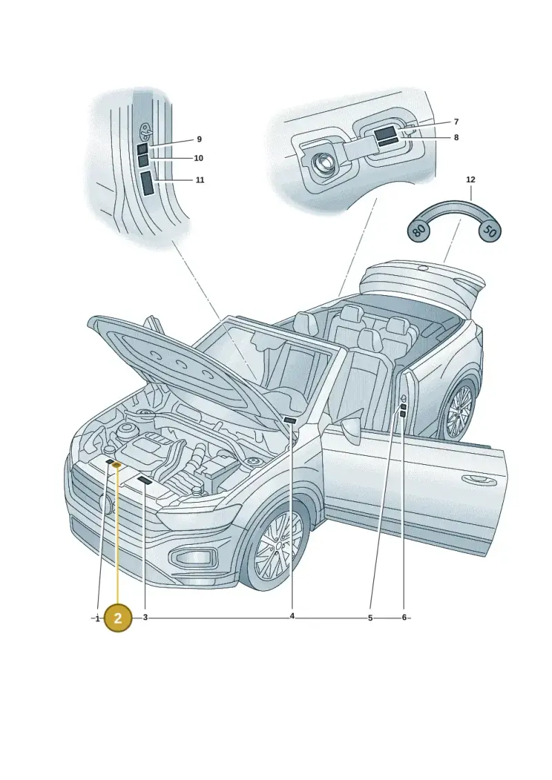 5Q0010014P — Volkswagen T-Roc convertible 1.5 (2019-2024) diagram 2gk010000, position 2