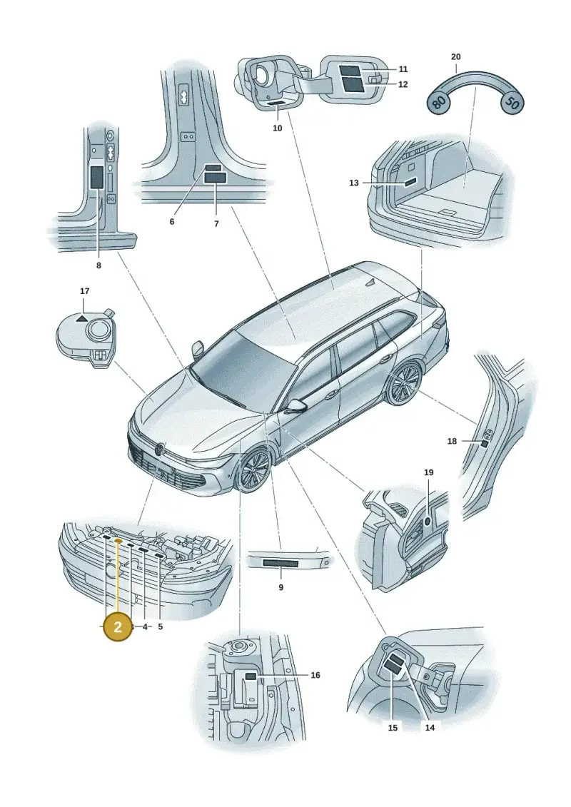 5Q0010014P — Volkswagen Passat estate (2023-) diagram 3j0010000, position 2