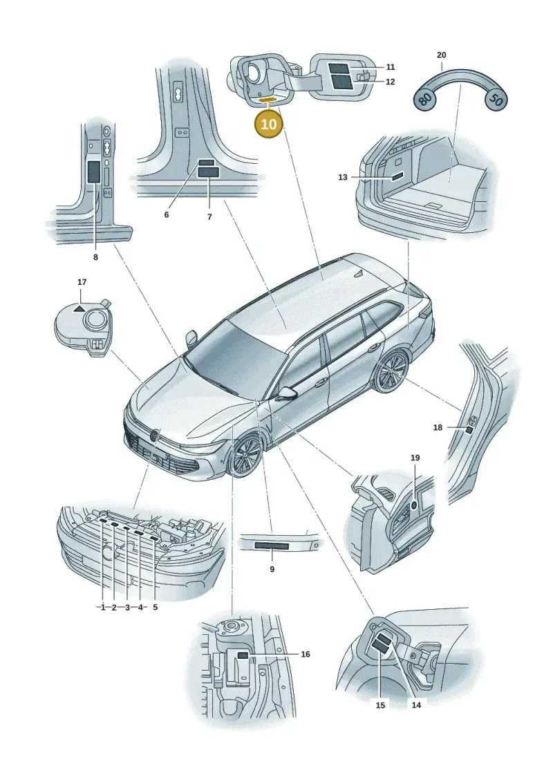 5Q0010816R — Volkswagen Passat estate (2023-) diagram 3j0010000, position 10