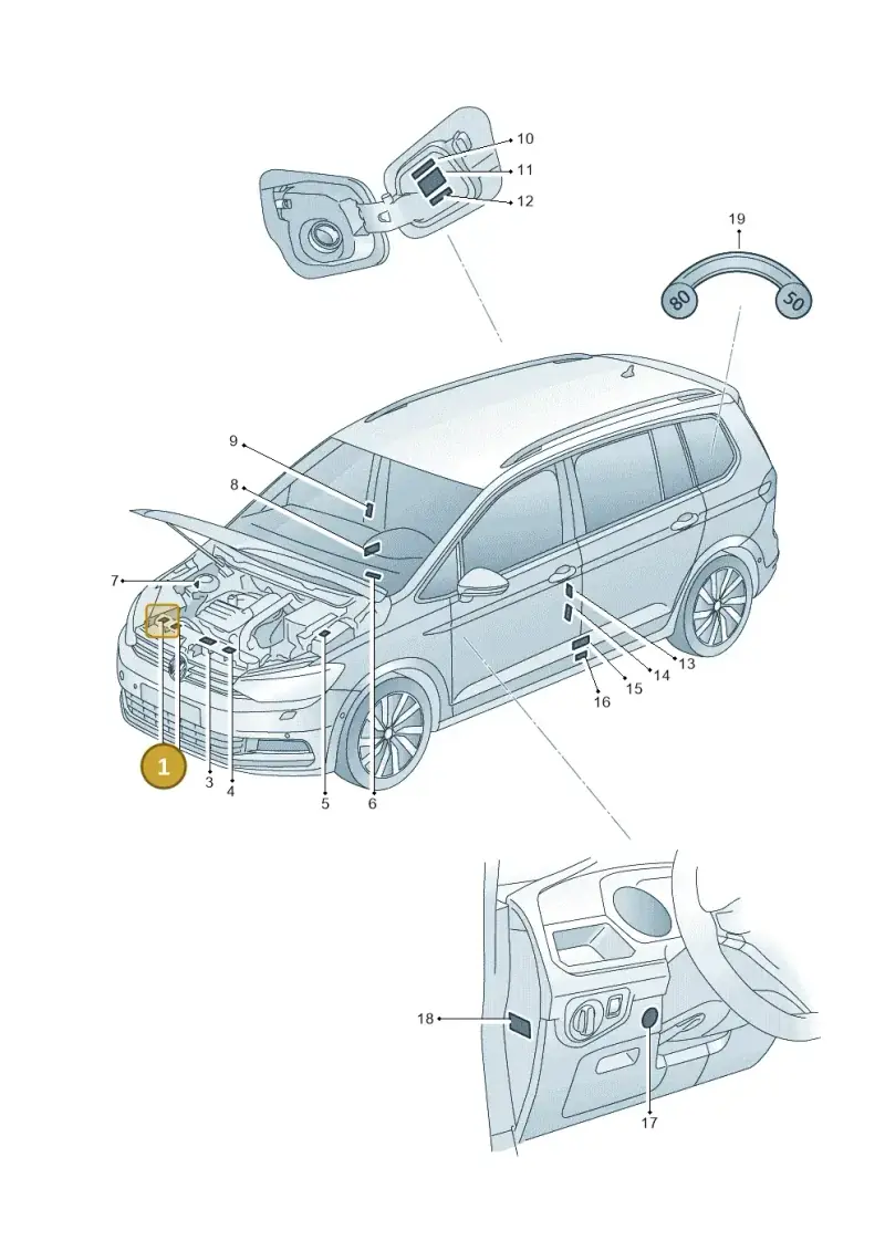 5Q0010851M — Volkswagen Touran 2,0 BlueMotion (2015-2024) diagram 869010000, position 1