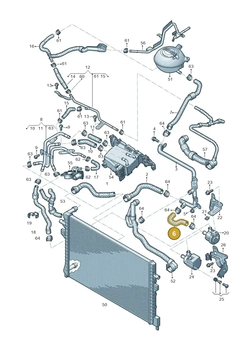 5Q0121051B — Volkswagen Golf Sportsvan 1.6 (2014-2020) diagram 746121380, position 6