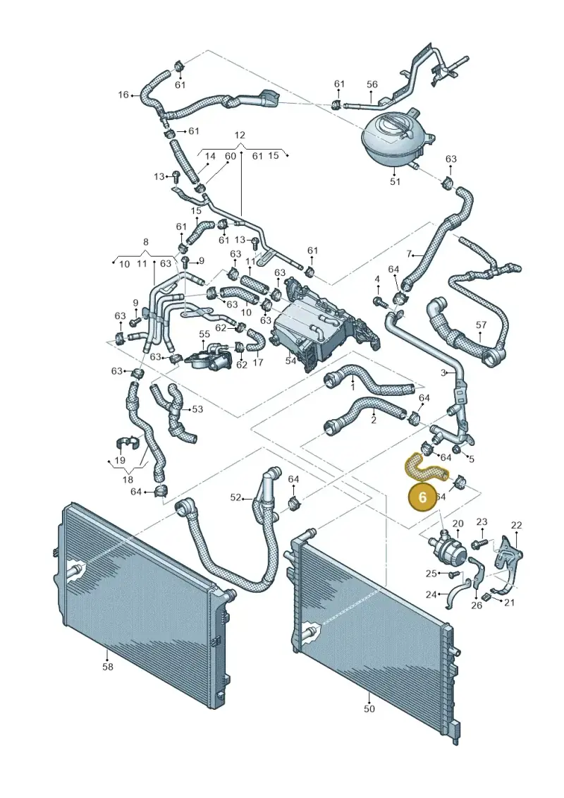 5Q0121051B — Volkswagen Golf 1.4 BlueMotion (2012-2017) diagram 746121470, position 6