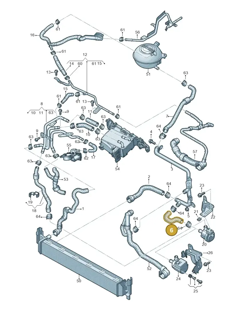 5Q0121051B — Volkswagen Golf Sportsvan 1.6 (2014-2020) diagram 746121370, position 6