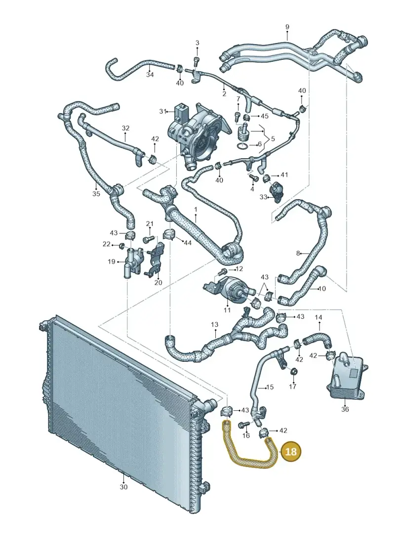5Q0121058AC — Volkswagen Golf 2.0 BlueMotion (2019-2024) diagram 596121057, position 18