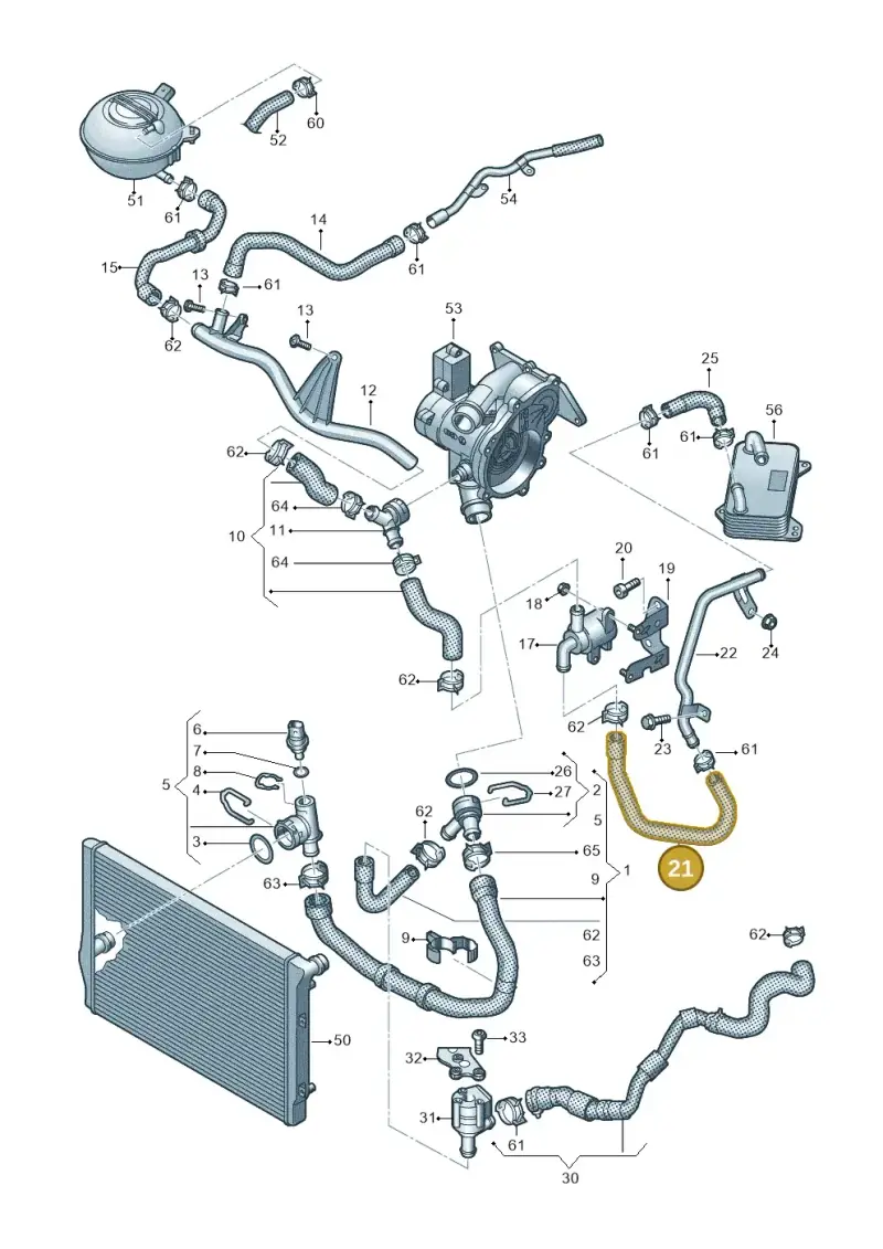 5Q0121058AC — Volkswagen Golf 2.0 BlueMotion (2019-2024) diagram 827121040, position 21