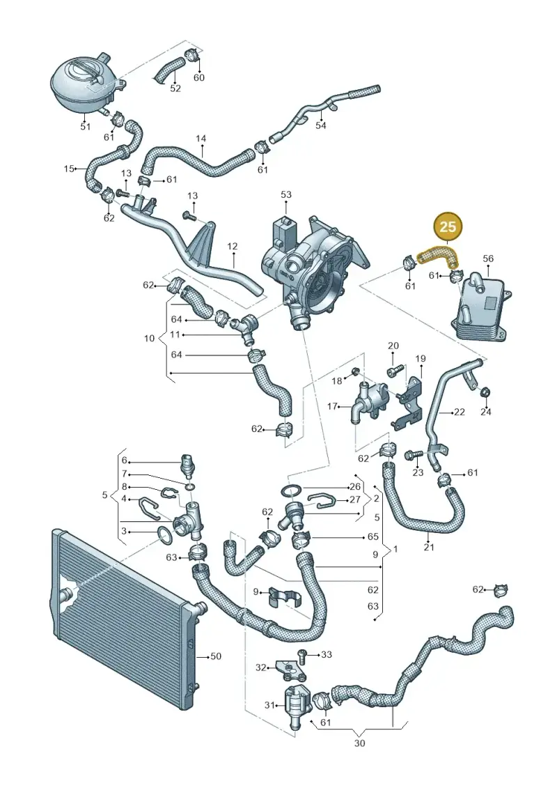 5Q0121058AD — Volkswagen Golf 2.0 BlueMotion (2019-2024) diagram 827121040, position 25