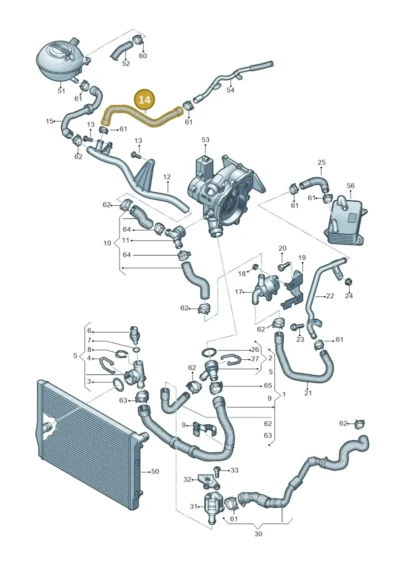 5Q0121058AE — Volkswagen Golf 2.0 BlueMotion (2019-2024) diagram 827121040, position 14