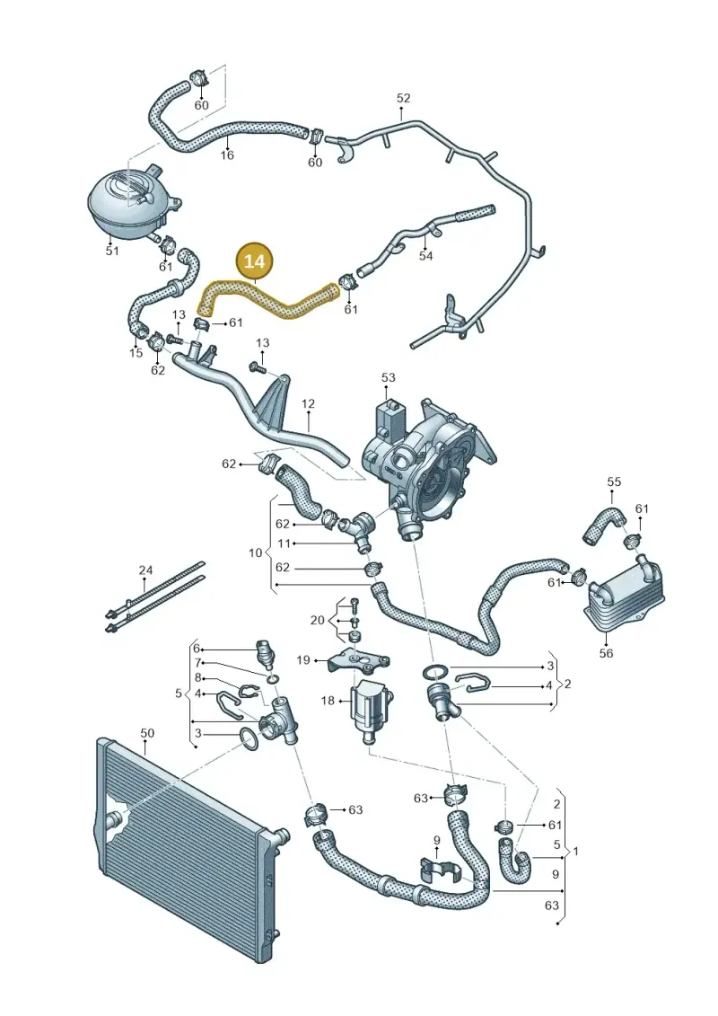 5Q0121058R — Volkswagen Golf 2.0 (2016-2020) diagram 746121570, position 14