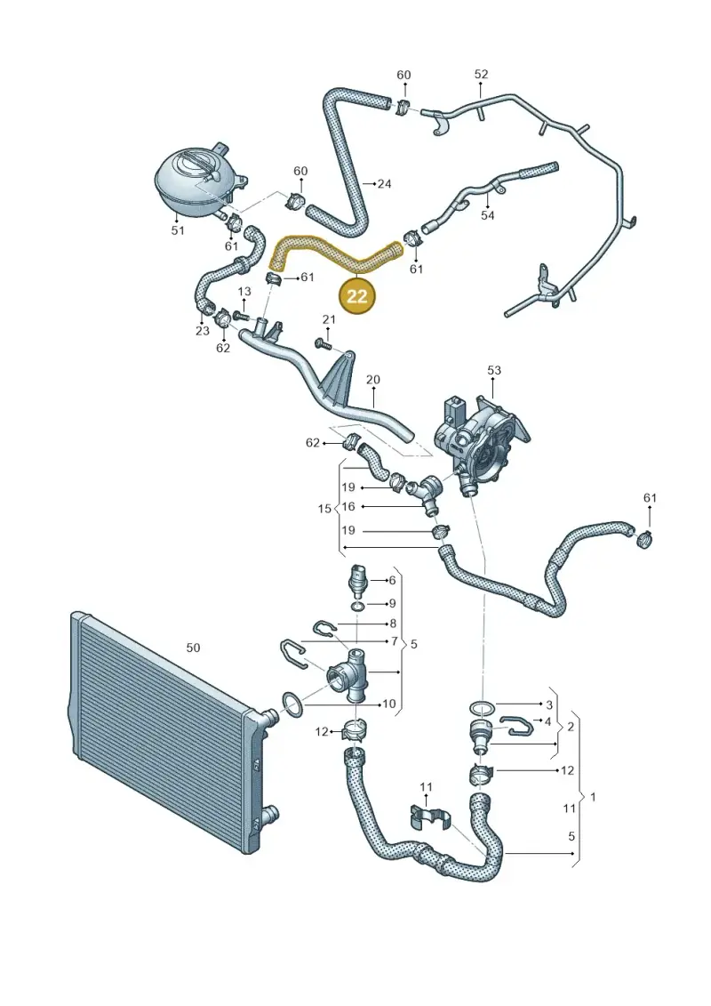 5Q0121058R — Volkswagen Tiguan 2.0 4Motion (2016-2024) diagram 763121700, position 22