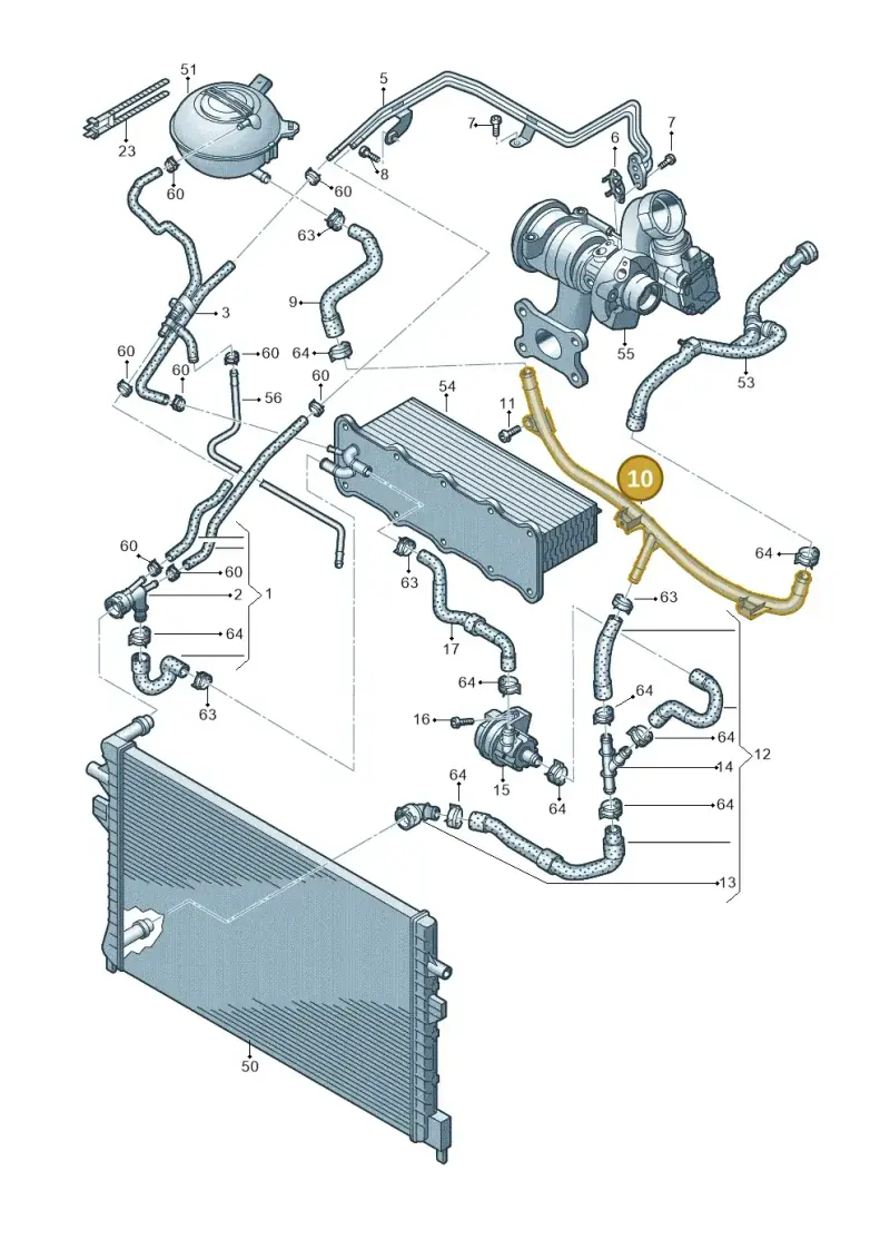 5Q0121065N — Volkswagen Golf 2.0 BlueMotion (2019-2024) diagram 780121260, position 10