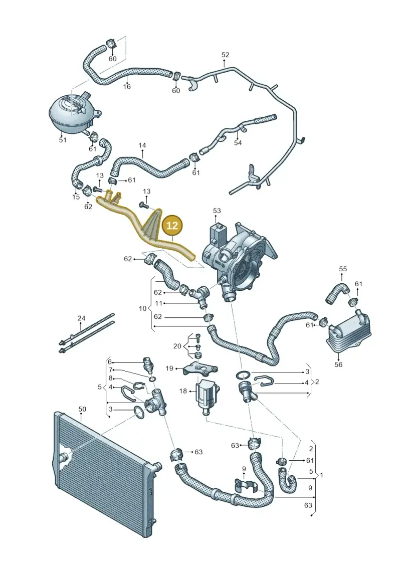 5Q0121070AB — Volkswagen Golf 1.6 (2015-2019) diagram 746121570, position 12