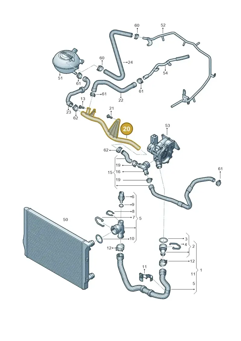 5Q0121070AB — Volkswagen Tiguan 2.0 4Motion (2016-2024) diagram 763121700, position 20