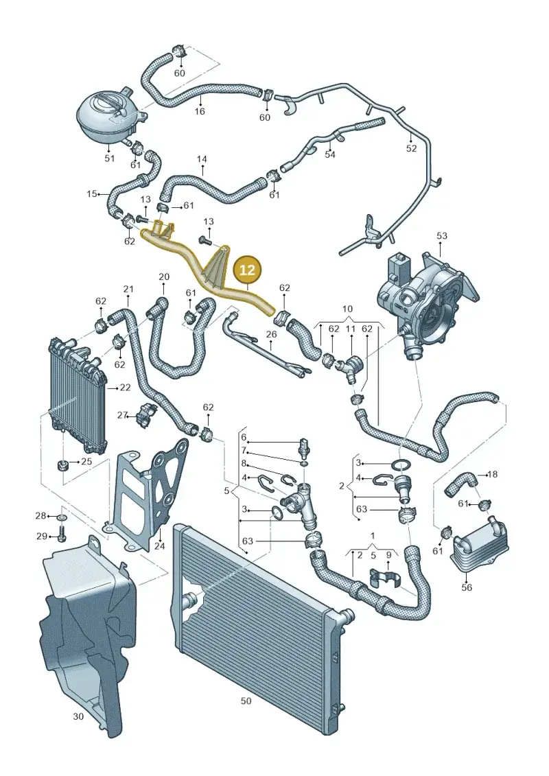 5Q0121070AB — Volkswagen Passat saloon (2014-2024) diagram 793121250, position 12