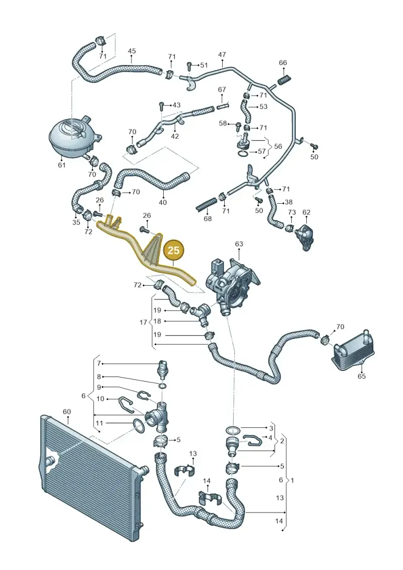 5Q0121070AB — Volkswagen Sharan BlueMotion (2015-2022) diagram 863121400, position 25