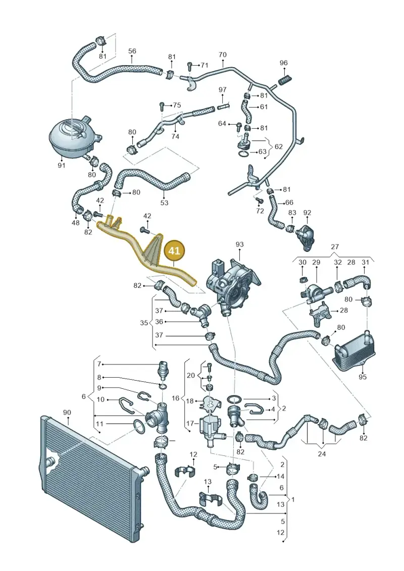 5Q0121070AB — Volkswagen Sharan BlueMotion (2015-2022) diagram 863121410, position 41