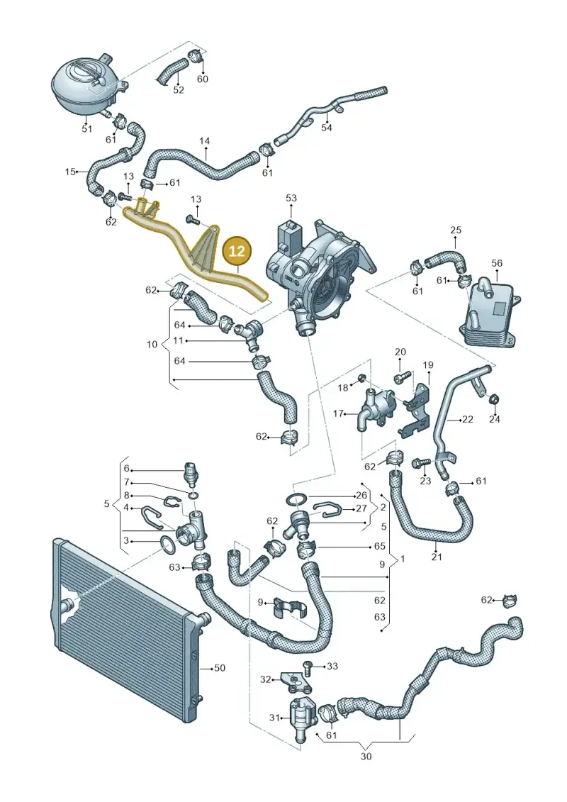 5Q0121070BR — Volkswagen Golf 2.0 BlueMotion (2019-2024) diagram 827121040, position 12