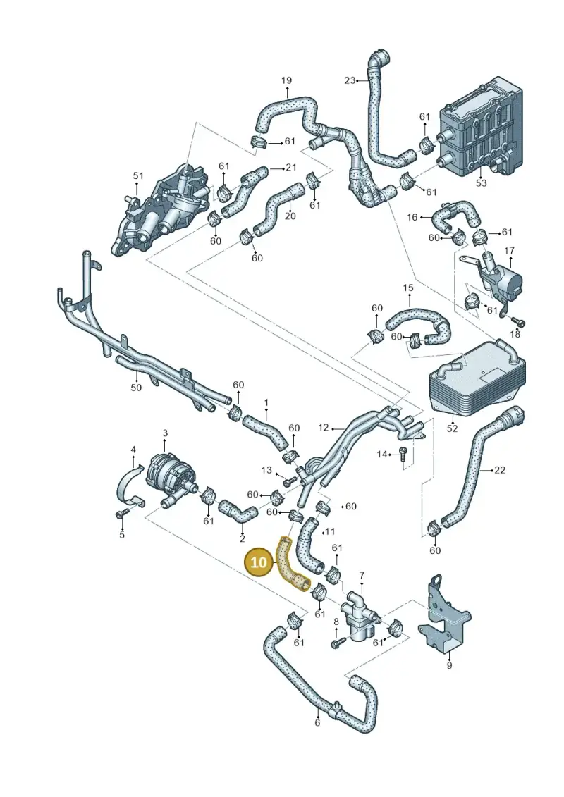 5Q0121073M — Volkswagen Golf 2.0 BlueMotion (2019-2024) diagram 745121620, position 10